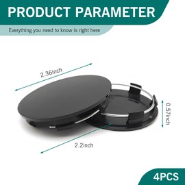 Dogary 4 PCS Wheel Center Cap, ABS Automobile Hub Cap, Snap-in Center Caps for Rims, Outer Diameter 2.36 Inch/60mm, Inner Diameter 2.2 Inch/54mm, Automobile Hub Accessories (Black)