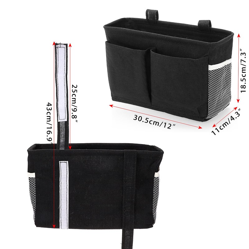 IGNPION Canvas Bed Box Bed Bags Baskets Hanging Adjustable Strap