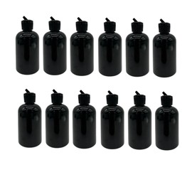 Natural Farms 4 oz Black Boston BPA FREE Bottles - 12 Pack Empty Refillable Containers - Essential Oils Cleaning Products - Aromatherapy | Black Spout Cap - Made in the USA