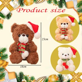 23cm Christmas Teddy Bear Dolls Plush Toy,9" Cute Brown Christmas Stuffed Teddy Doll Toy,Christmas Plushies,Christmas Collection Cuddly Toy Xmas Soft Toys for Kids Girls Boys Gifts for Christmas