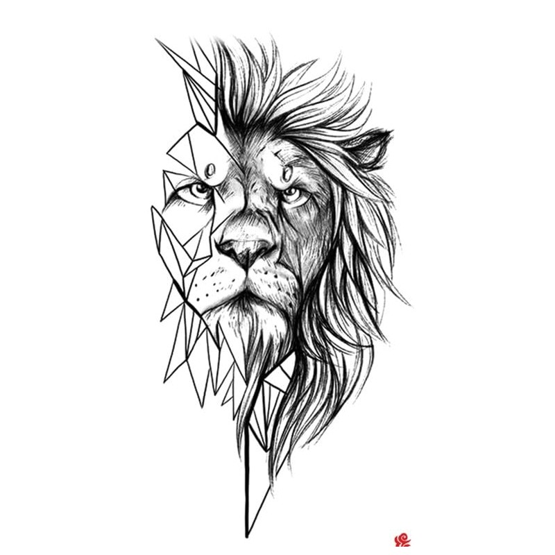 6 Sheets Temporary Lion Tattoo Wolf Tattoo Animal Tattoo Arm