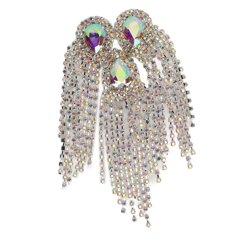 Rhinestone Tassel Shoulder Epaulet Decorative Shoulder Board Badge DIY Exquisite