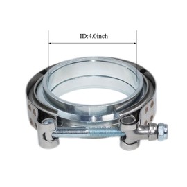 4.0 Inch V Band Clamp with Flange Male Female Stainless Steel 2PCS exhaust clamp exhaust pipe exhaust flange repair kit muffler clamp