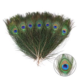 THARAHT 12pcs Peacock Feather Natural in Bulk 10-12 inch 25-30cm Small EyeFor Craft Vase Wedding Home Party Christmas Day Decoration Peacock Feathers