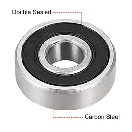 uxcell 629-2RS Ball Bearing 9mm x 26mm x 8mm Double Sealed 180029 Deep Groove Bearings, Carbon Steel (Pack of 4)