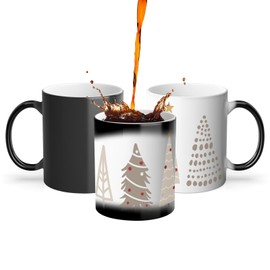 Thermoreagierende Tasse Magische Tasse – Weihnachtsbäume Winter Geschenk Weihnachtsmann – 325 ml