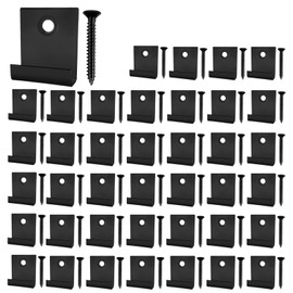 KUKUJIWA 40 Pcs Composite Decking Clips, Decking Hidden Starter Fastener Board Clips with Self-Tapping 40PCS Screw Stainless Steel DIY Hardware (Black)