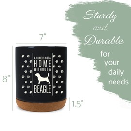 Elanze Designs Home Without A Beagle Puppy Dog Pawprint X-Large Cork Bottom Ceramic Stoneware Utensil Holder, Spatula Caddy, Crock Container, Kitchen Storage Organizer Home Décor, Sleek Black
