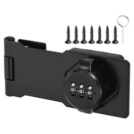 M METERXITY 1 Pack Password Rotary Hasp Lock, Cabinets Security Slide Latch Lock Zinc Keyless Combination Lock Apply to Drawer Cupboard Locker (Black)