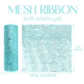 MEEDEE Blue Deco Mesh Ribbon 10 Inch Rolls Fabric Mesh Blue Decorative Mesh 10 Yards Mesh Roll Blue Mesh Ribbon for Wreaths, Christmas Tree Mesh Garland, Bow Making, Baby Shower Mesh Wreath Supplies