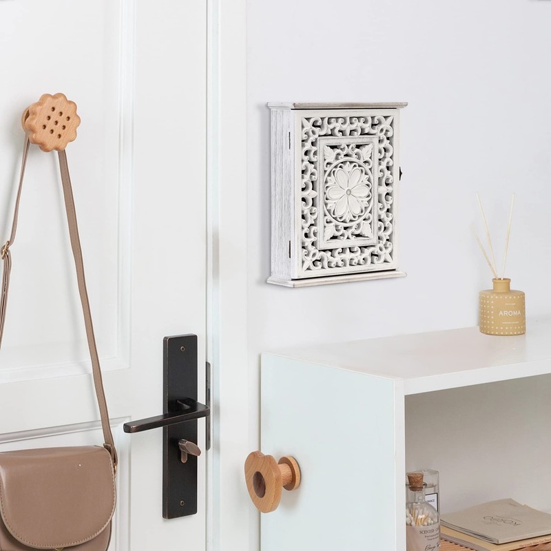 AHUONEL Wooden Key Holder for Wall, Key Box Key Cabinet,