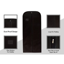 Wedcova Suit Covers for Men | Hanging Garment Bags | Travel Blazer & Jacket Bag | Clothes Storage Cover with Zipper | Suits Carrier Moth Proof Protector | (24'' x 54'') | Pack of 1 | Black