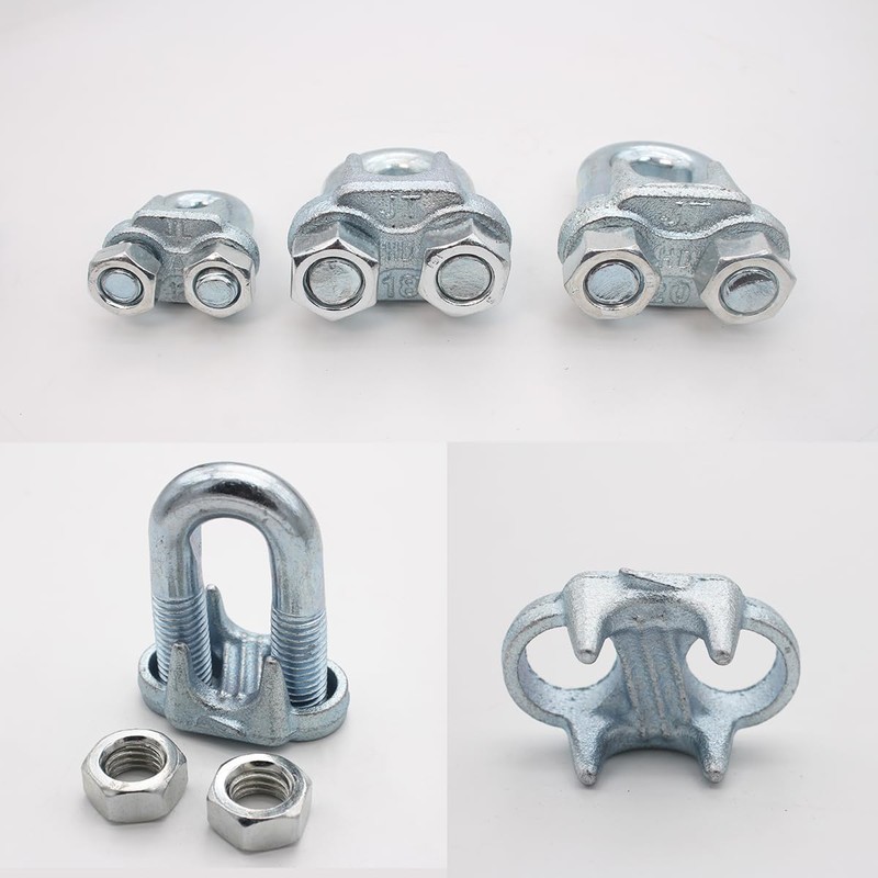 23/32 Inches Wire Rope Clamp,Heavy Duty U-Bolt Cable Clips,Zinc Plated