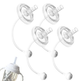 4Pcs Replacement Straws Compatible with NUK Learner Straw Cup 10oz，Cross V-port Design Silicone Gravity Ball Straw Replacment and Nipple Replacement Leak-Proof, BPA-Free, Easy to Clean