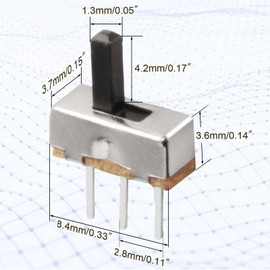 100pcs Ultra Mini Vertical Micro Slide Switch 2 Position 3 Pin Terminal 1P2T SPDT ON/OFF Switch for SS-12D00 PCB Breadboard