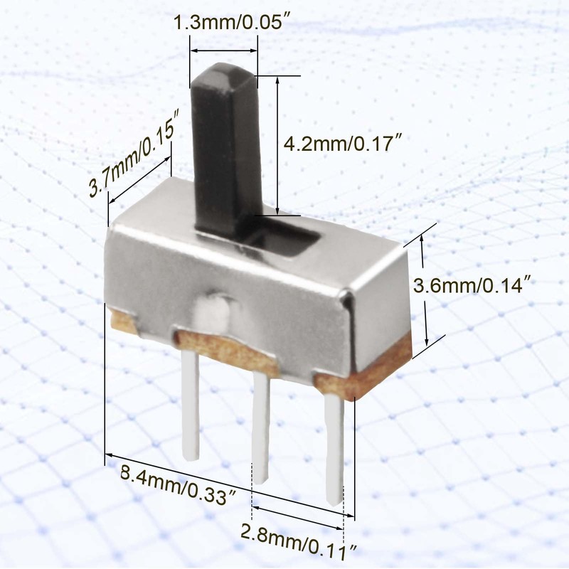 100pcs Ultra Mini Vertical Micro Slide Switch 2 Position 3