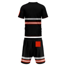 mymixtrendz Mens Reflective Hi Visibility Tracksuit Short Sleeve Elasticated Waist Drwastring Cord Side Pen Pockets Work Wear Saftey Tshirt Shorts Set 2 PCS