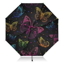 Colorful Butterfly Folding Umbrella Portable Travel Umbrella Automatic Open and Close Compact Umbrella for Sun and Rain