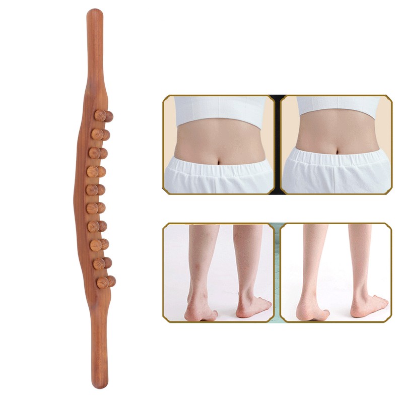 Guasha Stick Carbonized Double Row 20 Beads Lymphatic Drainage Fatigue
