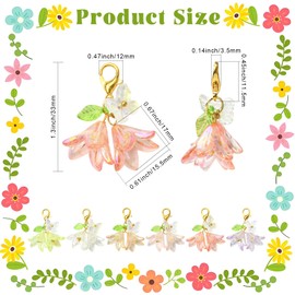 DanLingJewelry 60Pcs Colorful Acrylic Flower Leaf Pendants Delicate Lily Floral & Butterfly Dangle Charms for DIY Bracelet Necklace Keychain Bag Ornaments