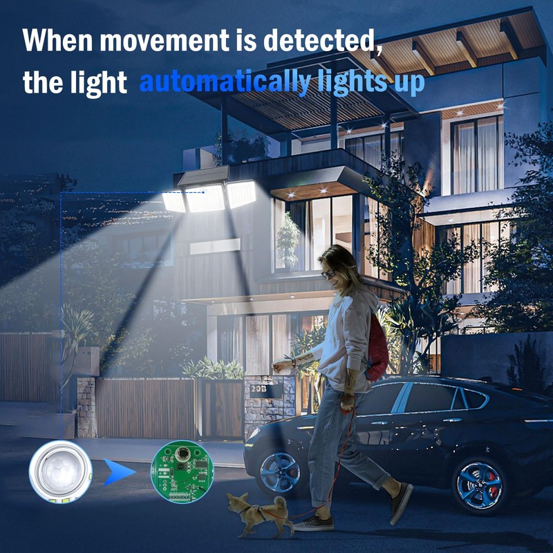 daphino 2500LM Solar Lights Outdoor with Motion Sensor,3 Head 270°