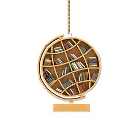Book Lovers Ornament Acrylic Reading Book Globe Ornament Love Bookish Decor Librarian Gifts for Christmas Holiday New Year Party Xmas Tree Decorations Hanging Pendant Gifts