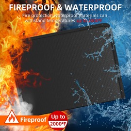 Huolewa Fireproof Accordion File Organizer, Portable Expanding File Folder with Waterproof Zipper&Labels, Black Document Organizer with 13 Pockets, File Organizer for Important Document/Paper Storage