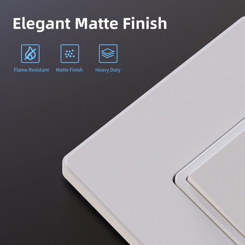 ELEGRP Matte White Single Pole Decors Light Switch with Plate