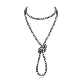 GAOKOXI Navajo Pearl Bow Necklace Western Beaded Layered Pendant Necklace for Women Cowgirl Trendy Jewelry Christmas