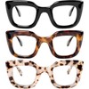 REAVEE 3 Pack Oprah Style Reading Glasses for Women Thick