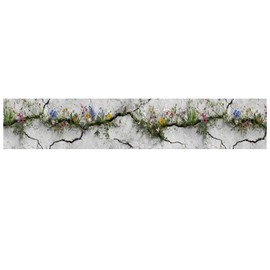 IOHEFY Stone Wall Wildflower Wallpaper Border 196x4 Inch Removable Wall Border Peel and Stick Climbing Vine Floral Design for Bedroom Bathroom Living Room Trim Decor Cottage Garden