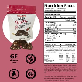 Bixby 6 Pack of Clusters Milk Chocolate Covered Crisped Brown Rice and Cranberries | Kosher, Non-GMO, Gluten Free Bites | Resealable 4oz Bags of Berry and Rice Clusters On The Go Chocolate Snacks