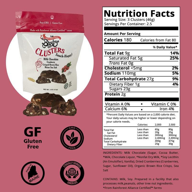 Bixby 6 Pack of Clusters Milk Chocolate Covered Crisped Brown