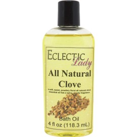 Clove Bath Oil by Eclectic Lady - Scented Bath Oil - Relaxing & Moisturizing Bathing Oil - Fragrance Body Oil for Dry & Rough Sensitive Skin - Body Daily Nourishing Shower Oil (4 oz)