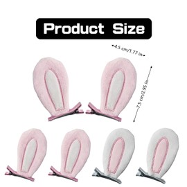 NXPpiULeh 2 Pairs Bunny Hair Clips Cute Rabbit Ears Hair Clips for Women Rabbit Costume Accessories(White, Pink)