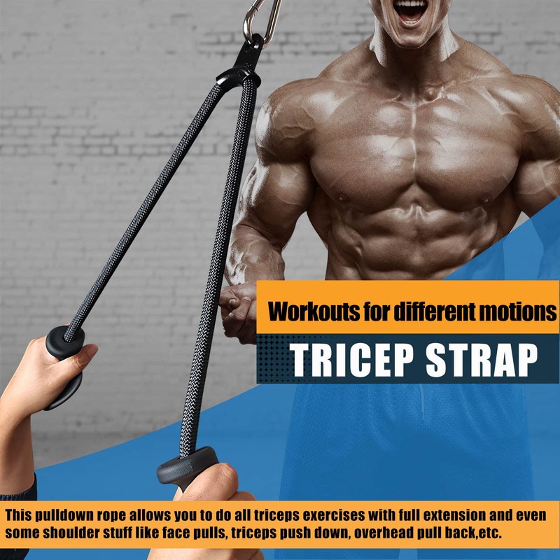 Ergonomic Tricep Rope Pulldown Attachment, Upgraded Triceps Rope Cable Attachments