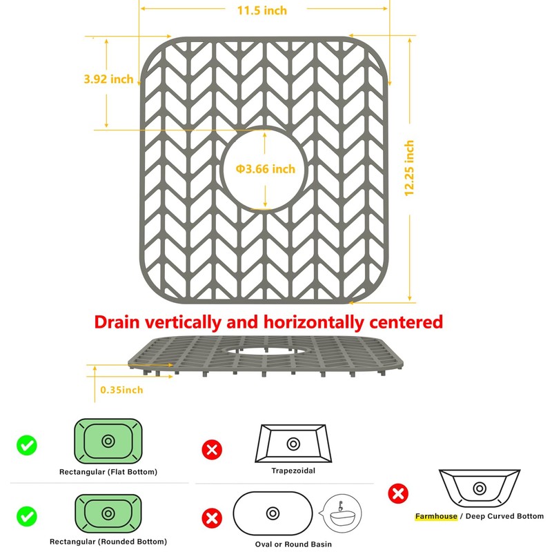 JOOKKI Sink Protectors for Kitchen Sink12.25"X11.5"Center Sink Mat 2pcs