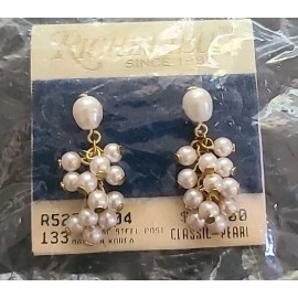 Richelieu Vintage RICHELIEU Pearls Dangle Post Earrings New Old Stock