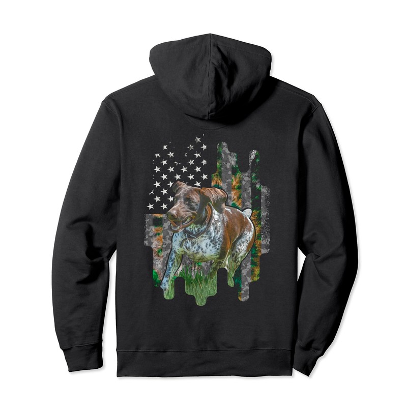 Camo American Flag German Shorthaired Pointer Dog Lover Pullover Hoodie