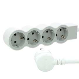 LEGRAND, Flat Power Strip, 4-Way Socket, Multiple Socket, 5 Metre Cable Length, Ultra White/Grey, 694569