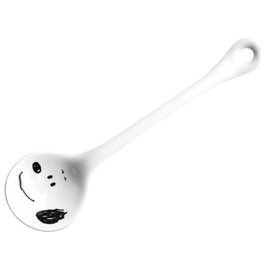 「 PEANUTS(ピーナッツ) 」 スヌーピー シンプルフェイス スタンダード 陶製スプーン(台紙付パッケージ) 白 612611