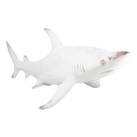 Nautical Ocean Marine Great White Shark Swimming Antiqued White Figurine 19.5"L