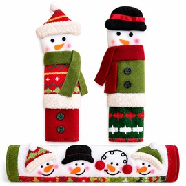 Christmas Snowman Refrigerator Handle Covers for Holiday Decorating – Plush 3-Piece Set for Festive Kitchen Décor