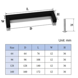 Drenky Black Kitchen Handles, 5 Pcs Stainless Steel Square T Bar Handles for Drawers & Cabinets - 160mm Center Hole with Screw