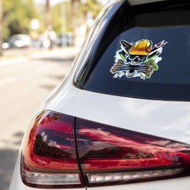 Electrician Skull Hard Hat Sticker - Electricity Car Bumper Vinyl Sticker Decal for Vehicles Laptops Windows and Toolboxes for Vehicles Boats Laptops Windows Skateboards and Luggage - Stickers for Men and Women 4.5" ss25