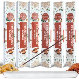 Frankincense and Myrrh Incense Sticks - Total 120 Insence-Sticks - 6 Packs of 20 Insense - Inciensos - Inscents - Natural Non Toxic Ingredients - Incents - Incence - Inscense - Insents