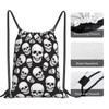 Richugui Cool Skull Drawstring Backpack Gym Bag for Women Men
