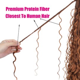 Boho Crochet Braids Pure Protein Fiber Close to Human Hair 18 Inch Goddess Box Braids with Soft Curls Bohemian Braids Crochet Hair for Black Women (18Inch #30)