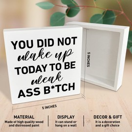 Funny Office Desk Wooden Box Sign Decor, Inspirational Office Decorations for Work Home Office, Motivation Office Desk Accessory, Coworker Gifts for Women Men Colleague, Not Wake Up Today To Be Weak