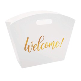 Large Gold Foil Welcome Gift Bags with Cutout Handle - Party Supplies - 12 Pieces